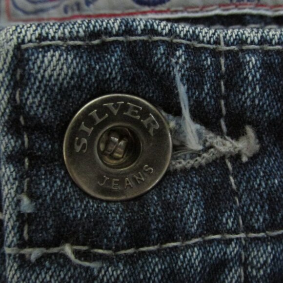 SILVER BOY'S SIZE 27 x 33 JEANS MED BLUE SLUB DENIM CARGO PANTS WORK FARM - Picture 5 of 15